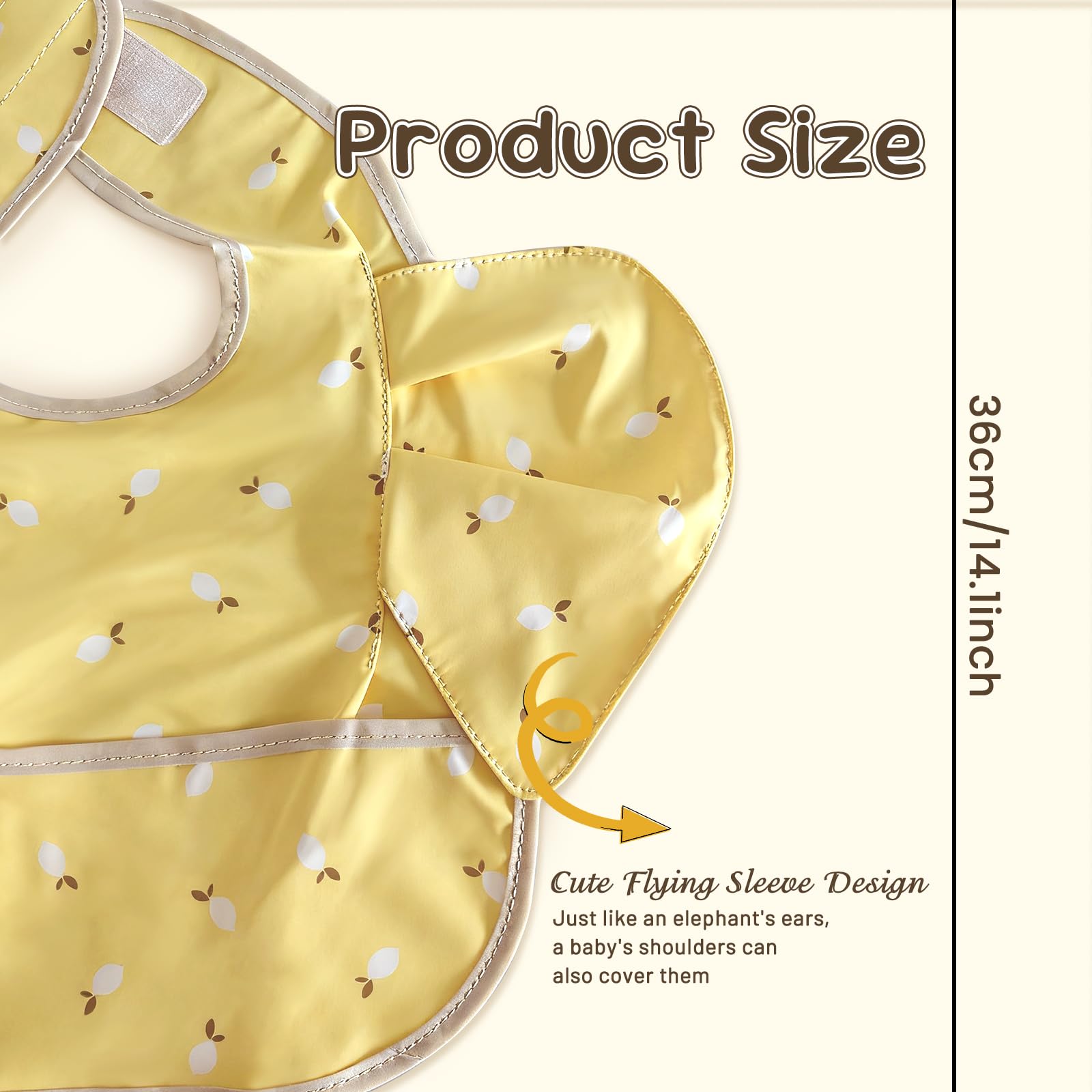 Baby Bibs for Eating Baby Feeding Bibs with Large Food Catcher Waterproof Wipeable Mess Proof Adjustable Fit for 0-5 Years - Image 4