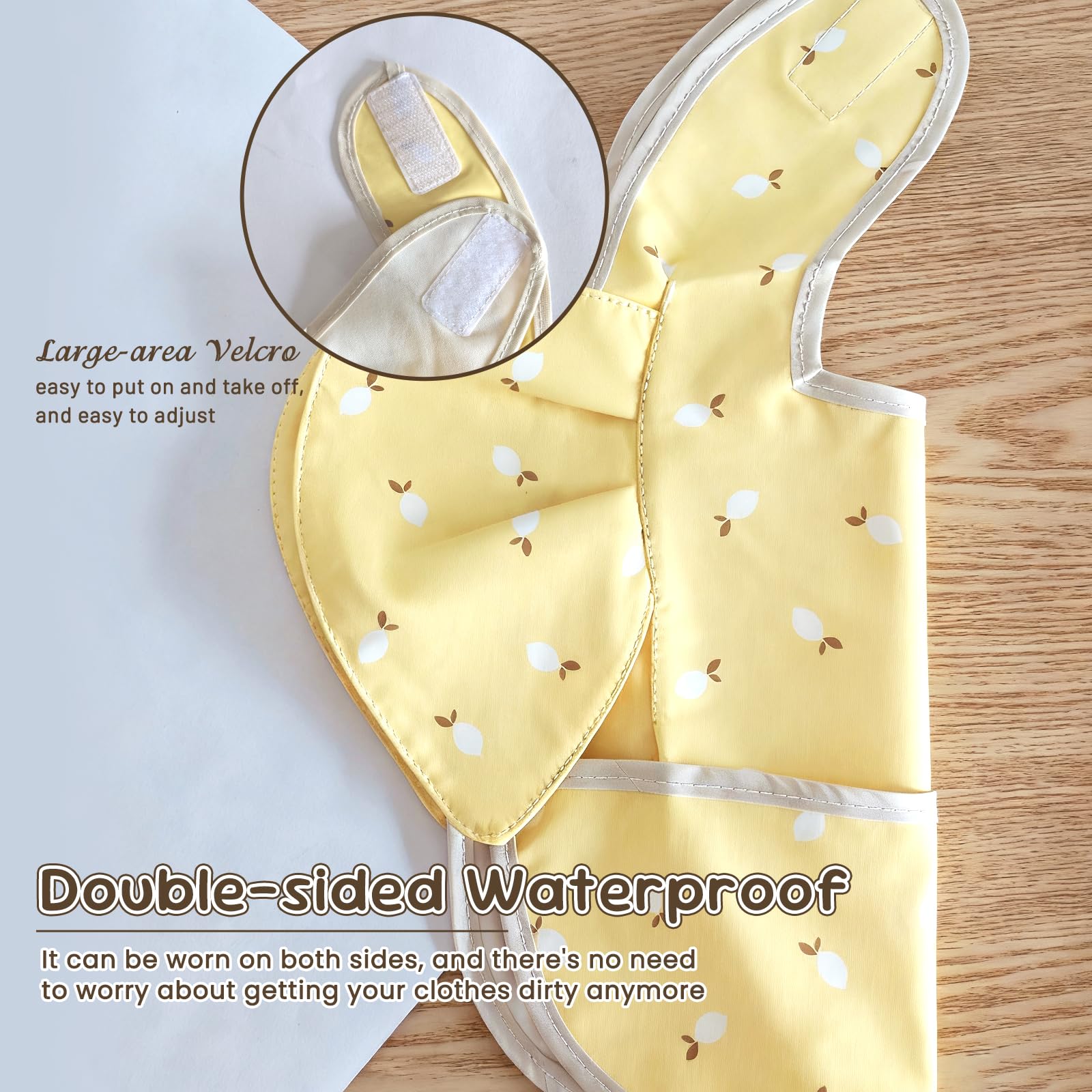 Baby Bibs for Eating Baby Feeding Bibs with Large Food Catcher Waterproof Wipeable Mess Proof Adjustable Fit for 0-5 Years - Image 5