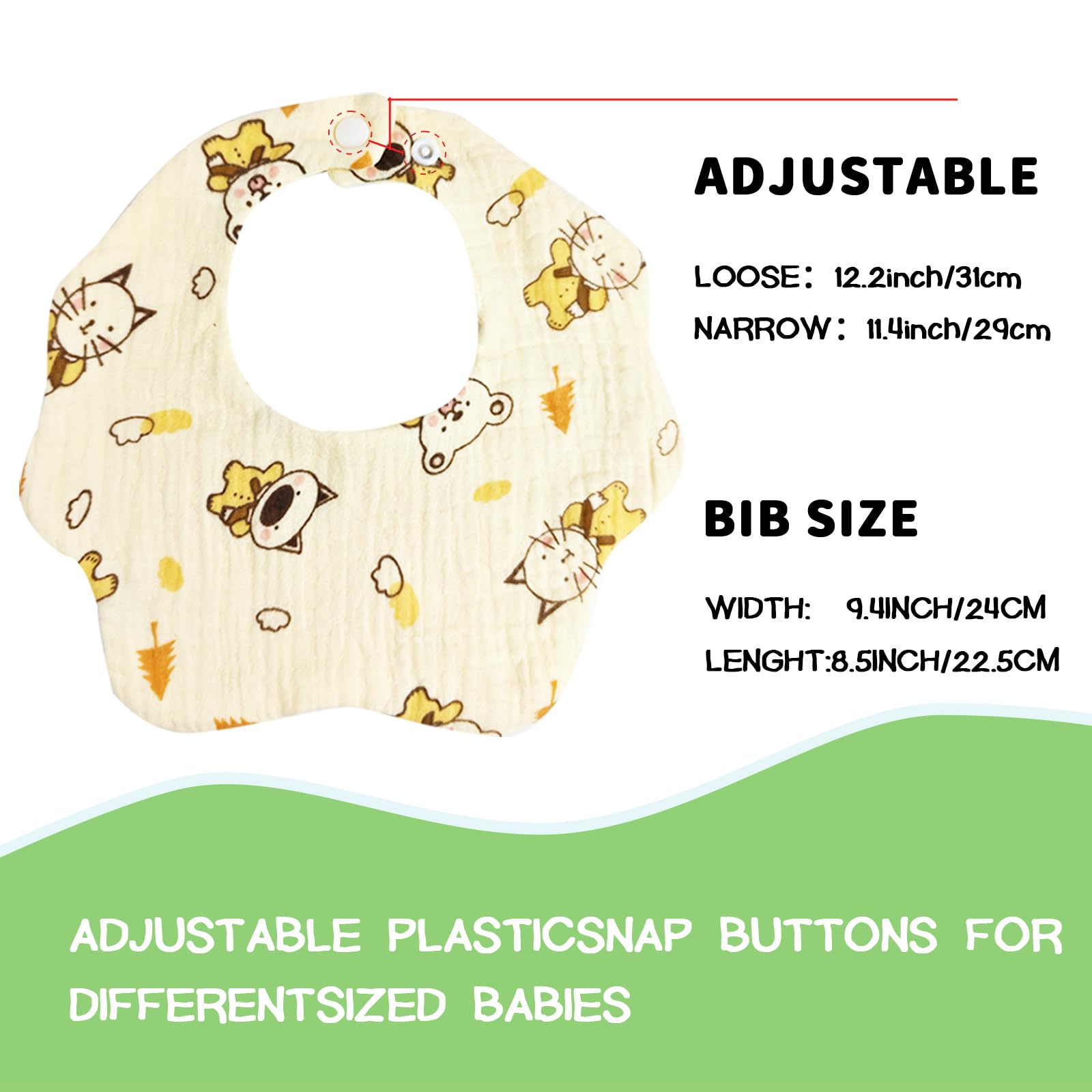 Baby Bibs Muslin Bibs for Baby Girl Boy for Drooling and Teething 10 Pack - Image 3