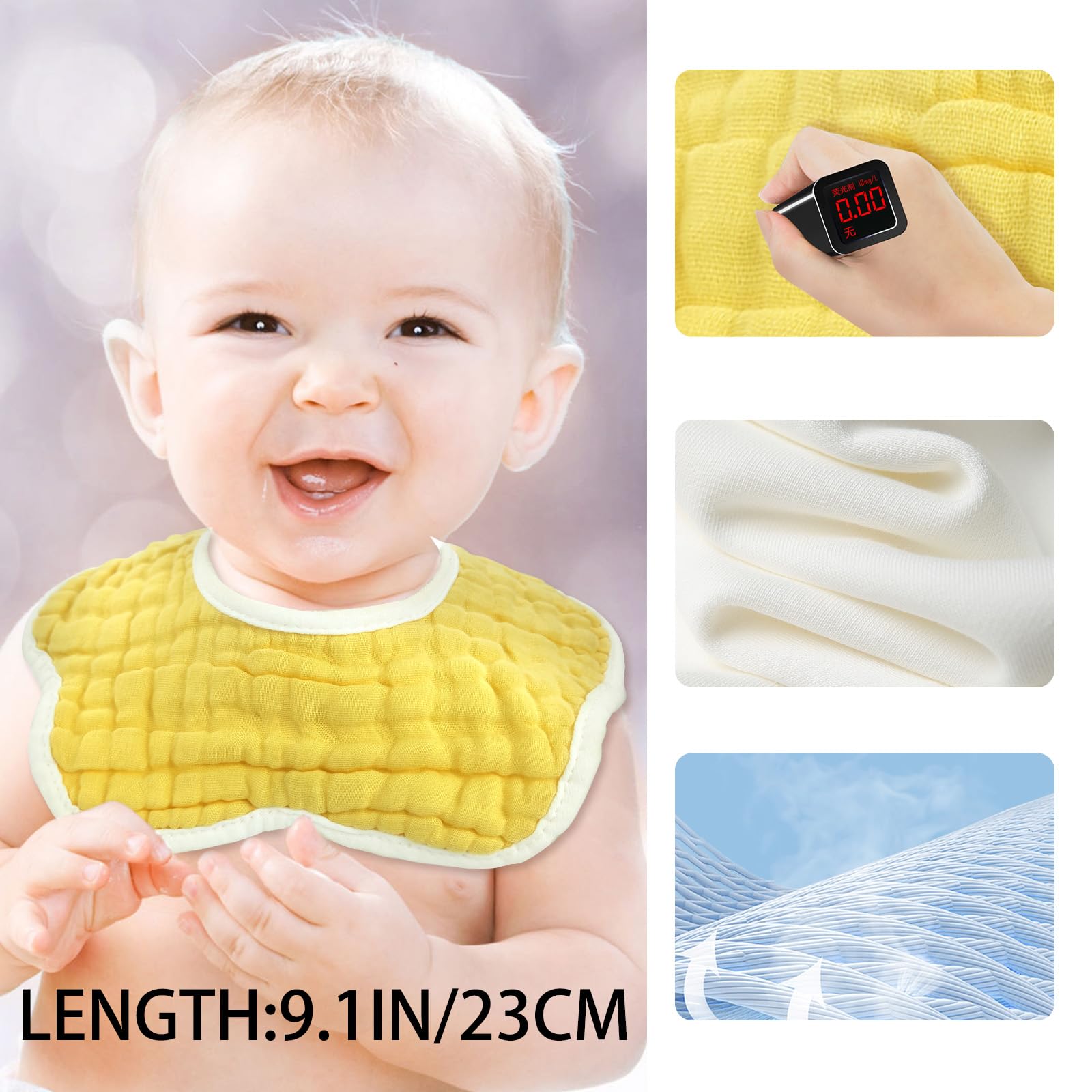 Baby Bibs Muslin Bibs for Baby Girl Boy for Drooling and Teething 10 Pack - Image 3