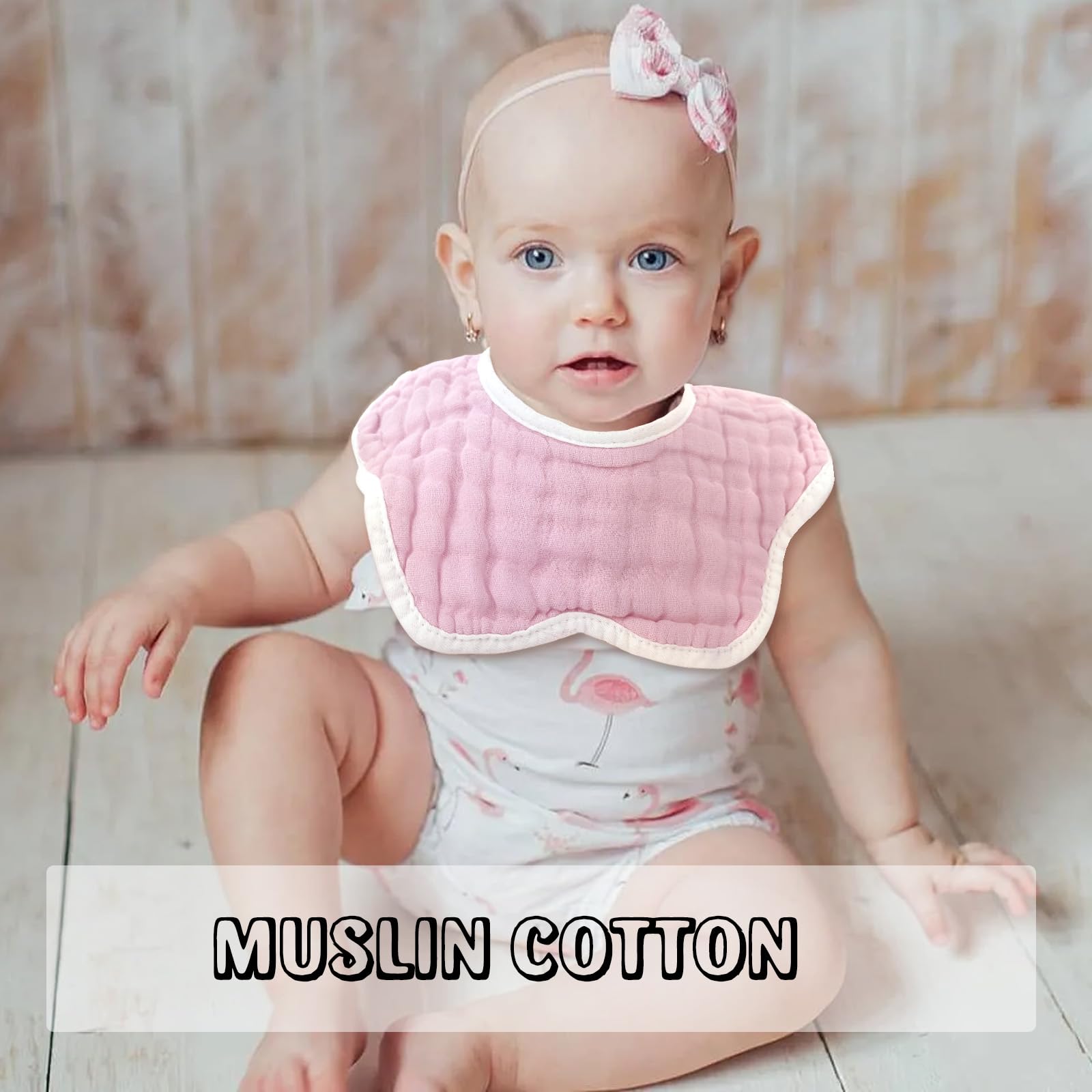 Baby Bibs Muslin Bibs for Baby Girl Boy for Drooling and Teething 10 Pack - Image 4