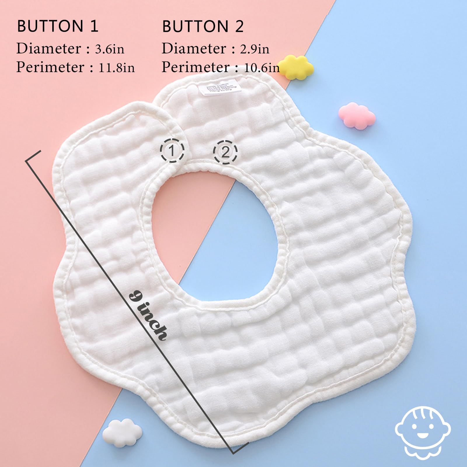 Baby Bibs Muslin Bibs for Baby Girl Boy for Drooling and Teething 10 Pack - Image 3