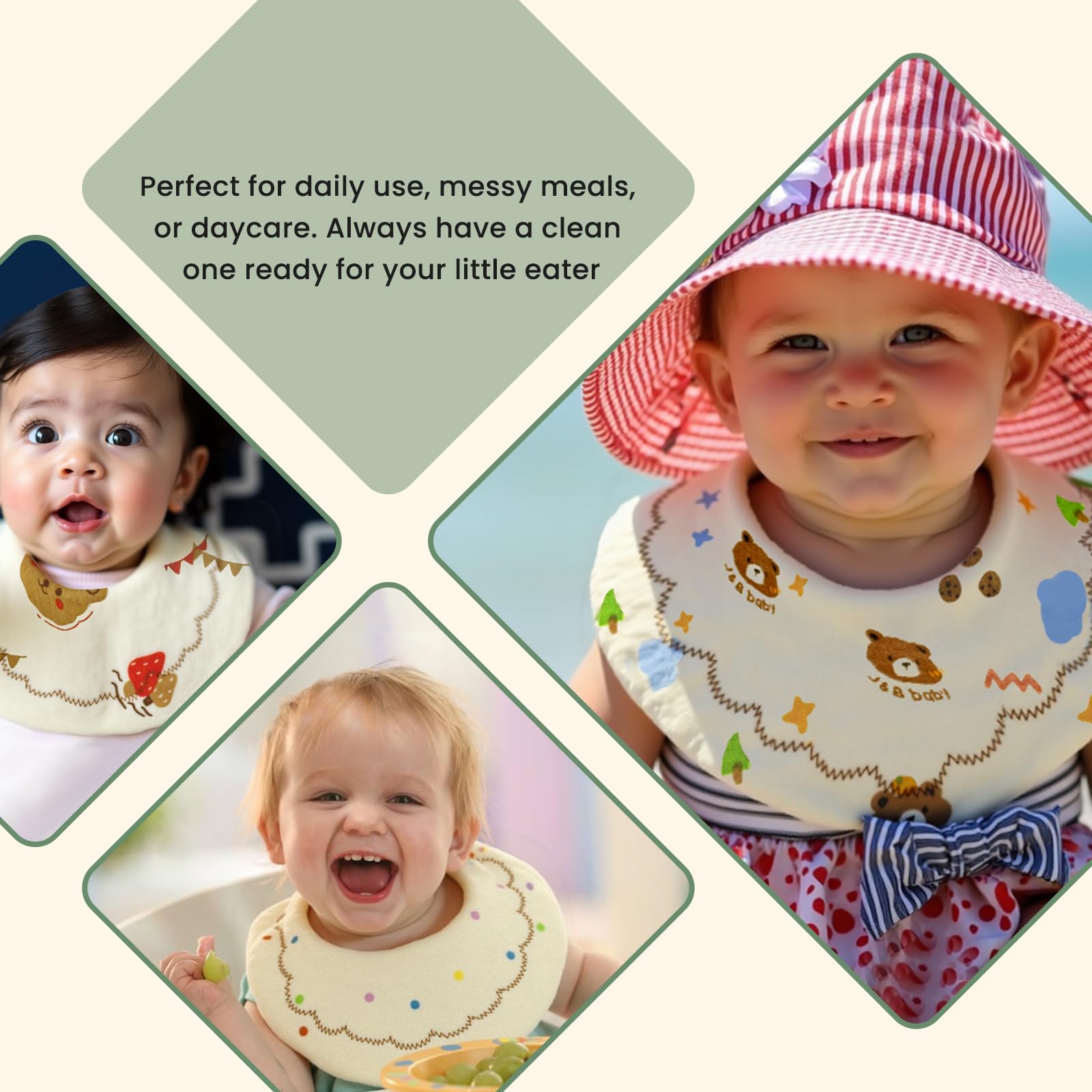 Baby Bibs Muslin Bibs for Baby Girl Boy for Drooling and Teething 10 Pack - Image 6
