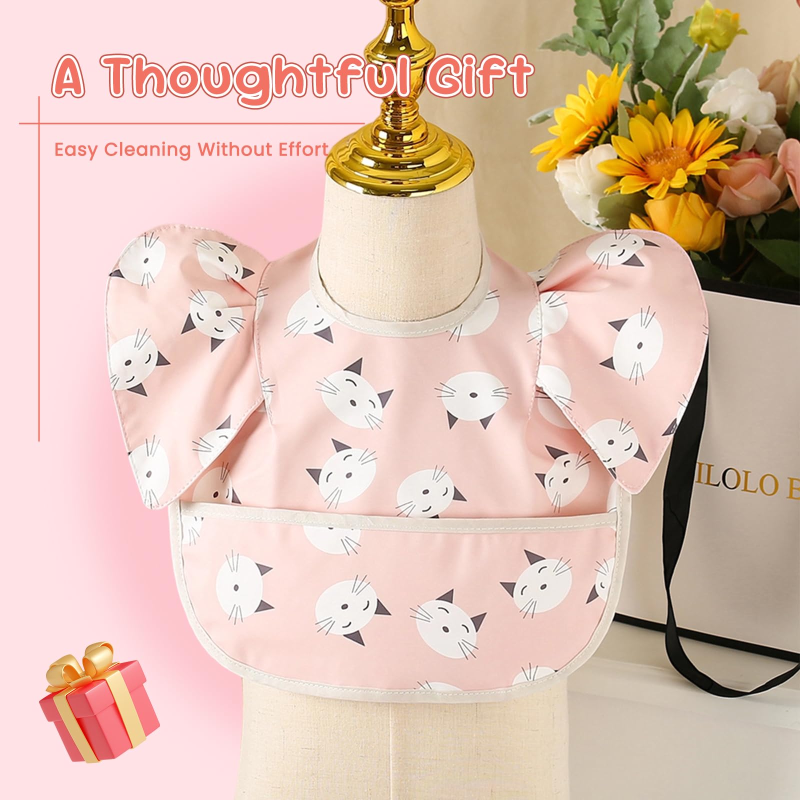 DOSMINE 5 Pack Baby Bibs for Eating Baby Feeding Bibs with Large Food Catcher Waterproof Wipeable Mess Proof Adjustable Fit for 0-5 Years - Image 7