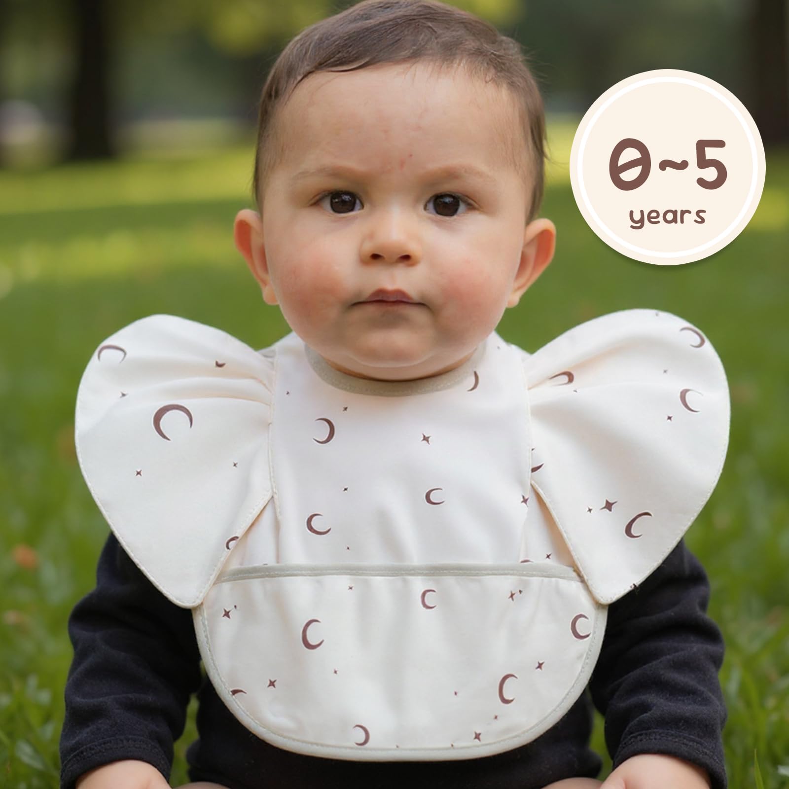 DOSMINE Baby Bibs for Eating Baby Feeding Bibs with Large Food Catcher Waterproof Wipeable Mess Proof Adjustable Fit for 0-5 Years - Image 2