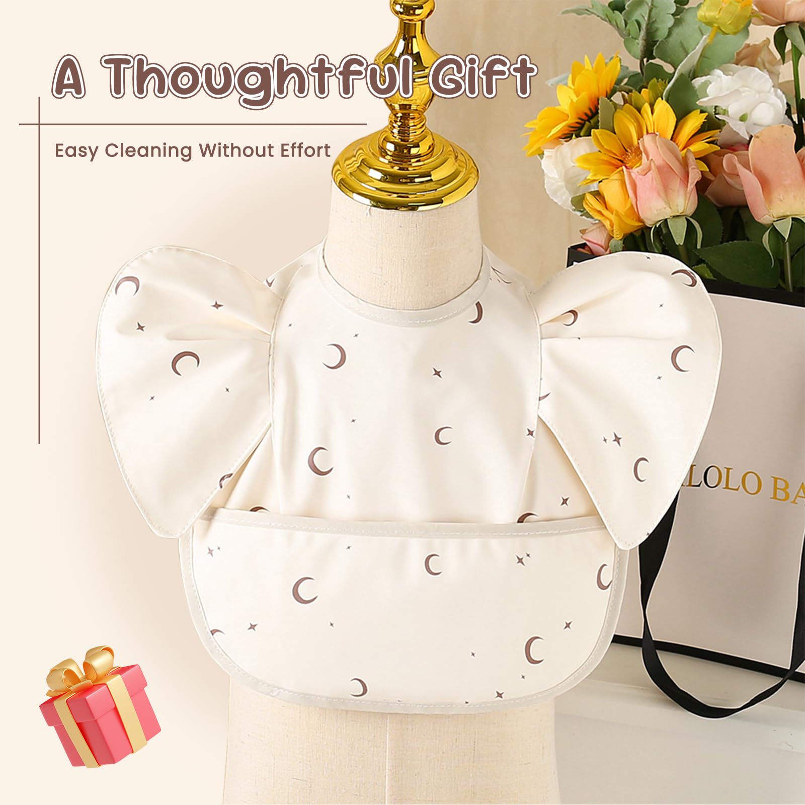 DOSMINE Baby Bibs for Eating Baby Feeding Bibs with Large Food Catcher Waterproof Wipeable Mess Proof Adjustable Fit for 0-5 Years - Image 6