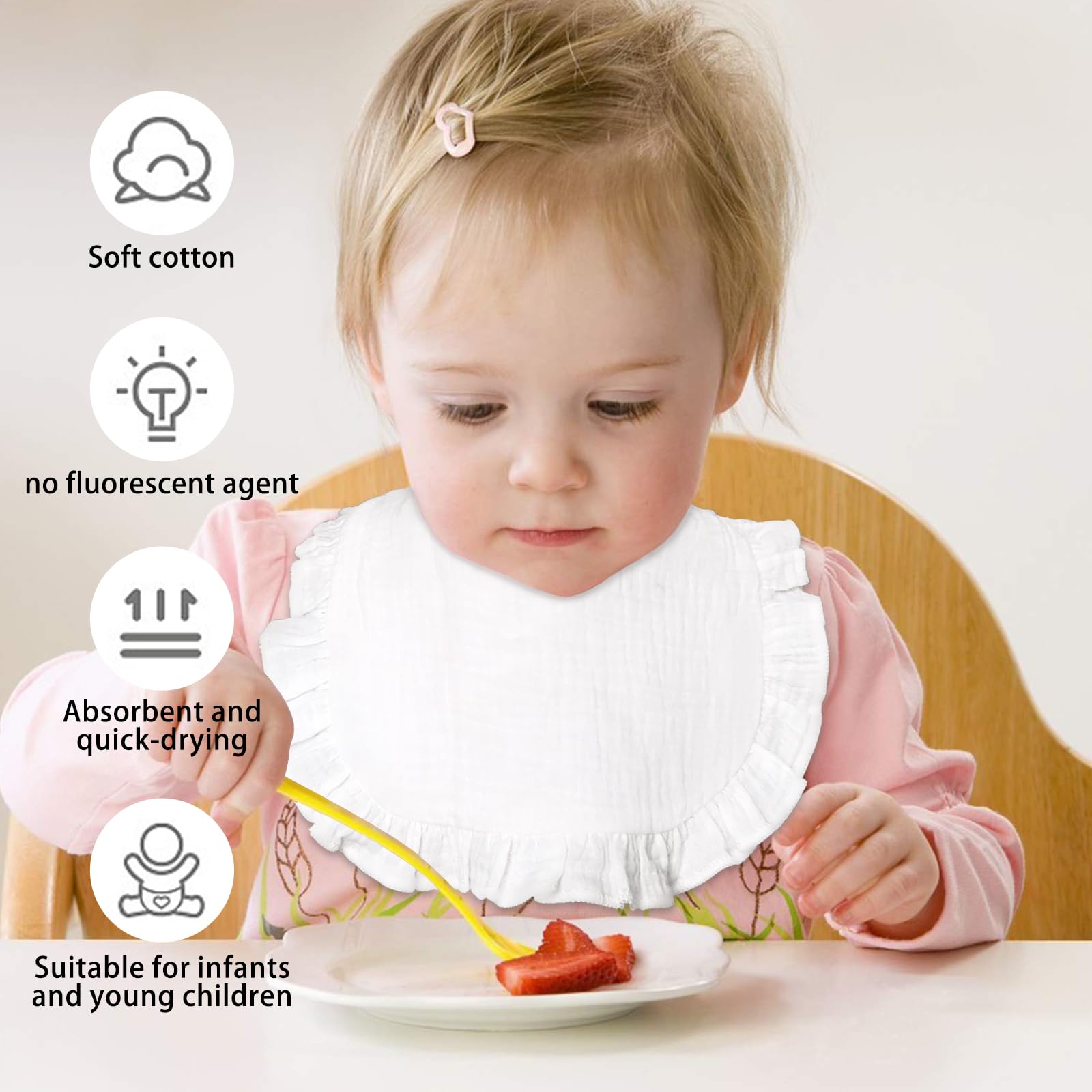 DOSMINE Baby Bibs Muslin Bibs 8 Pack for Drooling and Teething for Unisex Girls Boys - Image 3