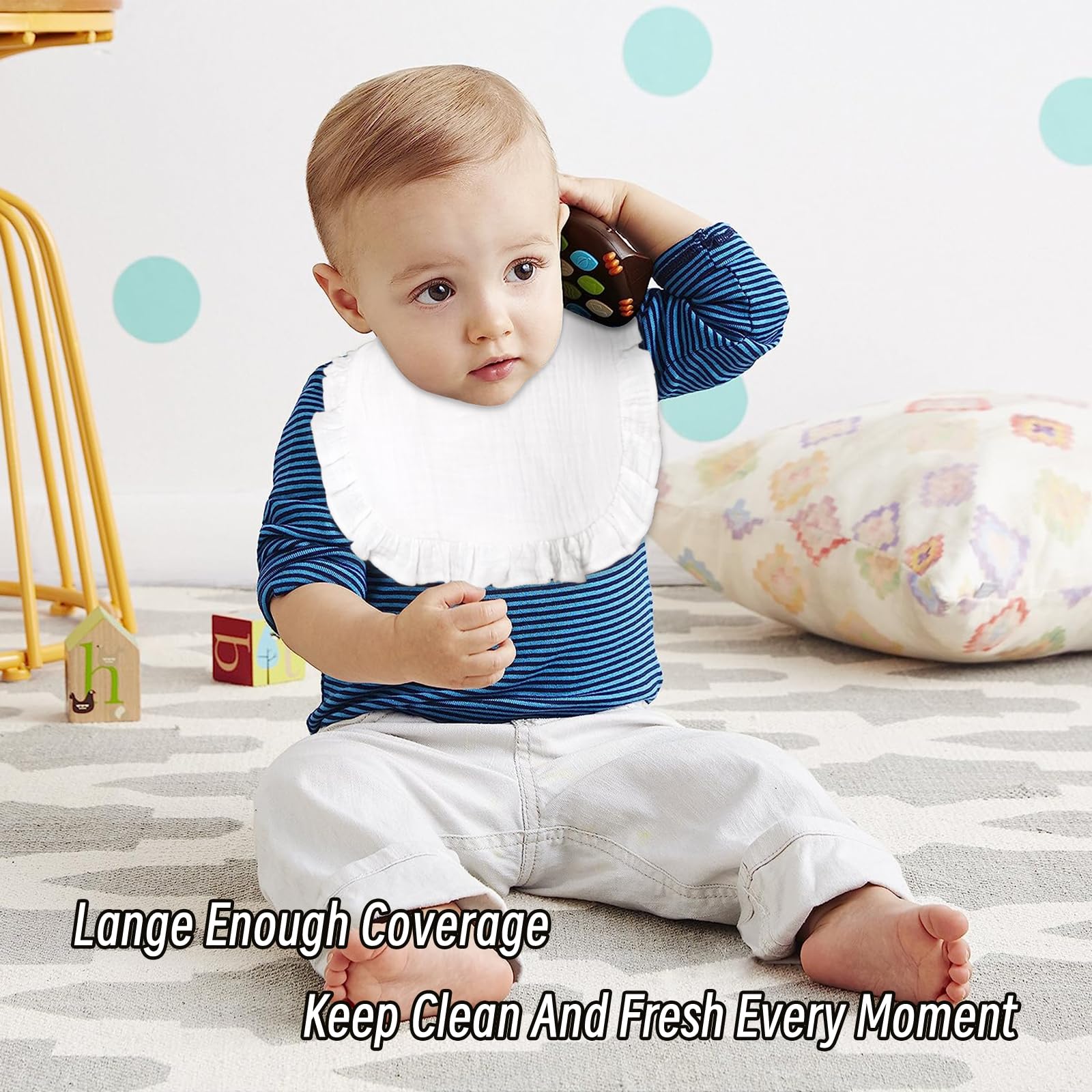 DOSMINE Baby Bibs Muslin Bibs 8 Pack for Drooling and Teething for Unisex Girls Boys - Image 4