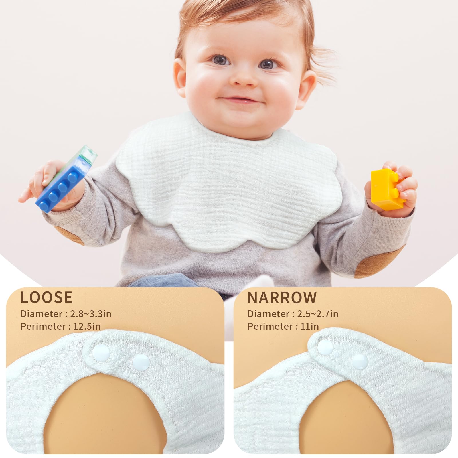 DOSMINE Baby Bibs Muslin Bibs 8 Pack for Drooling and Teething for Unisex Girls Boys - Image 3