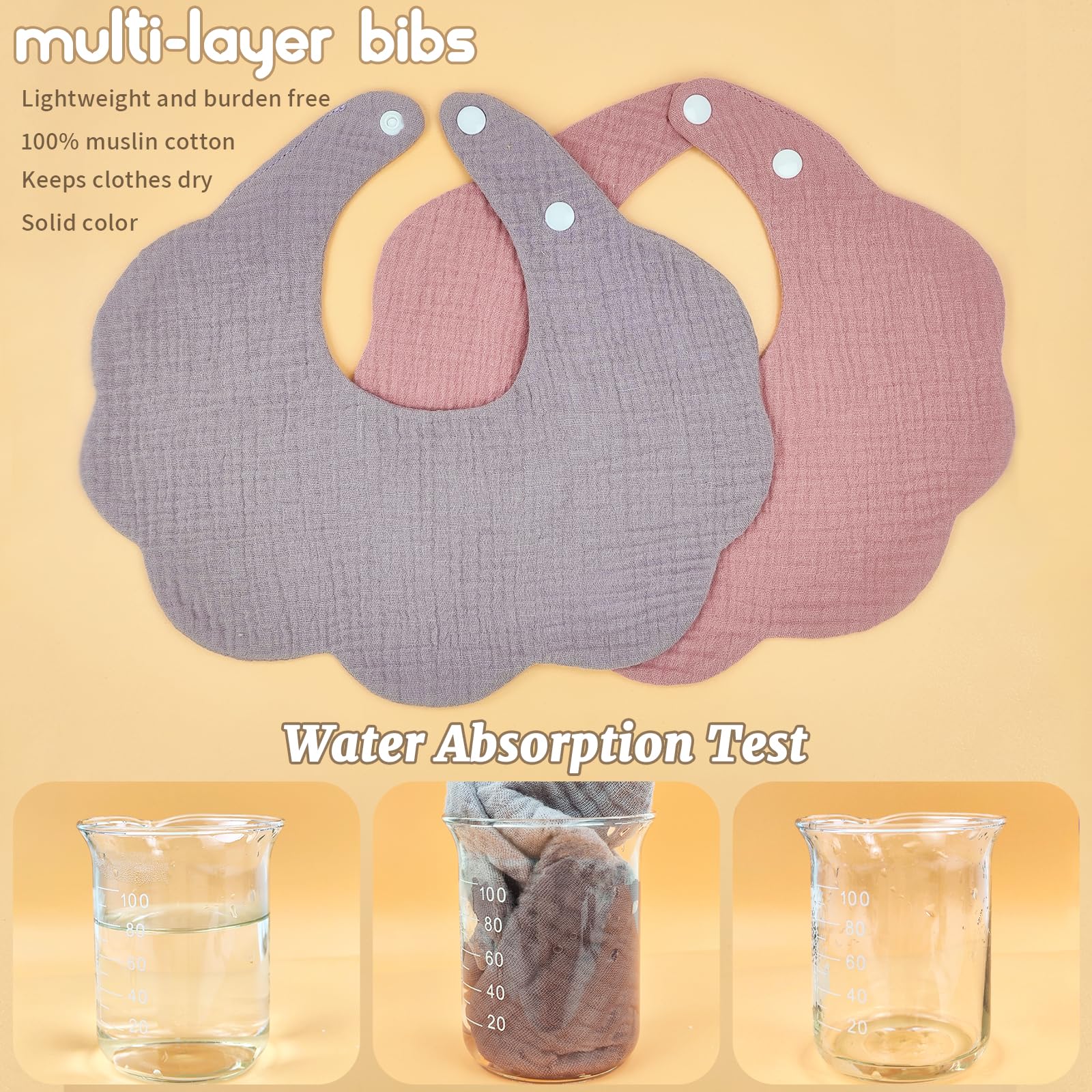 DOSMINE Baby Bibs Muslin Bibs 8 Pack for Drooling and Teething for Unisex Girls Boys - Image 5