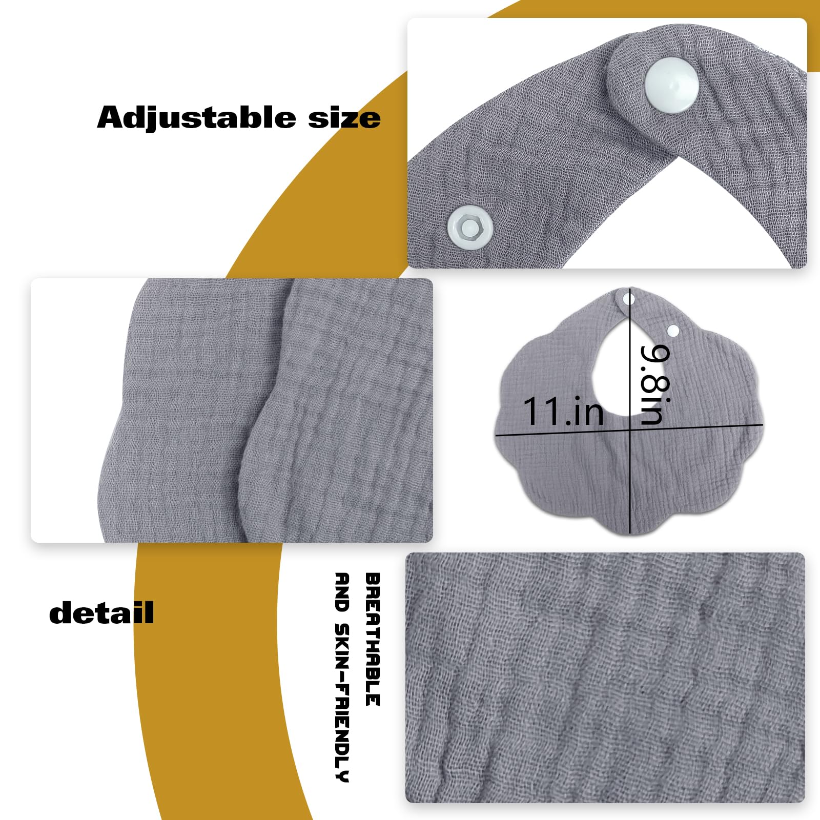 DOSMINE Baby Bibs Muslin Bibs 8 Pack for Drooling and Teething for Unisex Girls Boys - Image 3