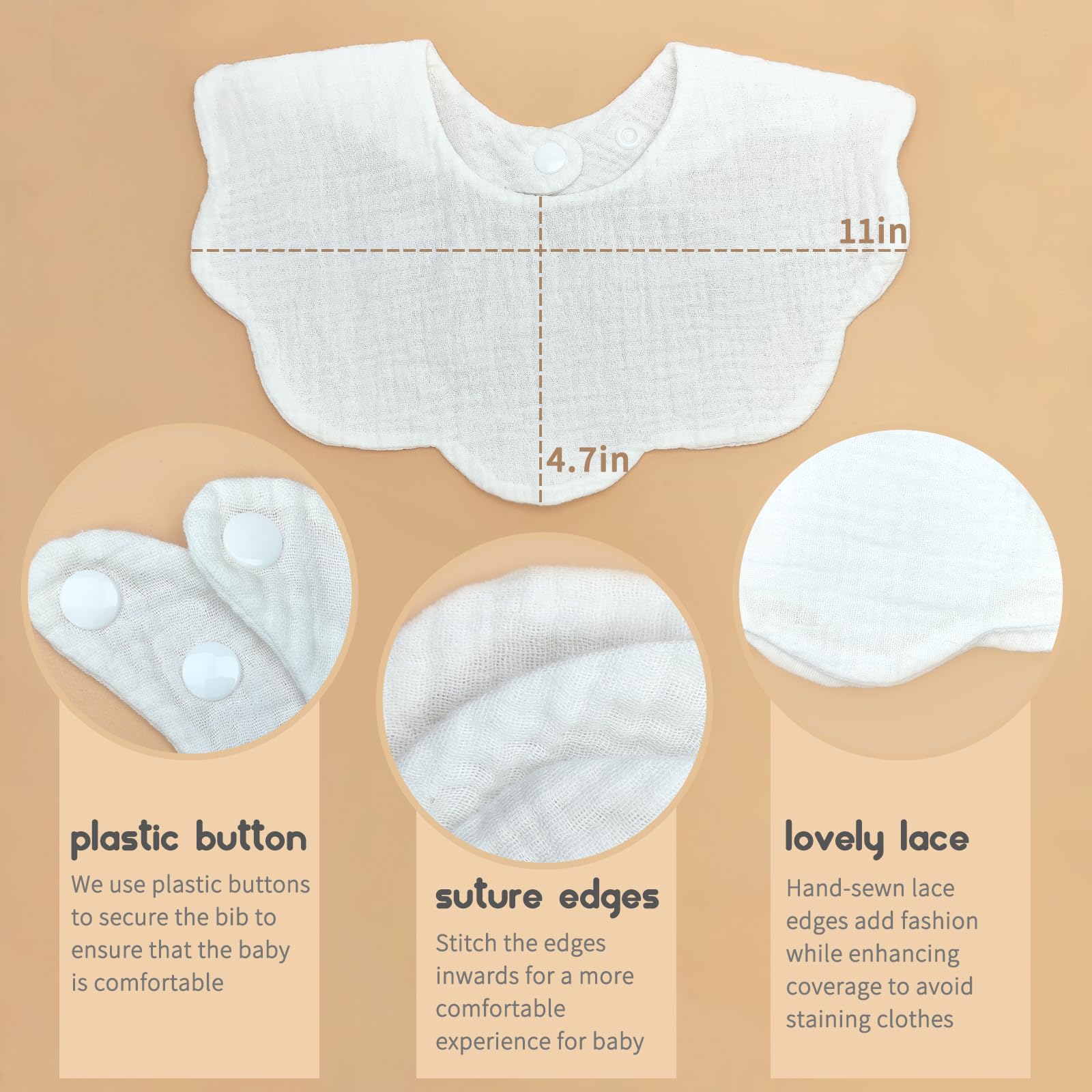 DOSMINE Baby Bibs Muslin Bibs 8 Pack for Drooling and Teething for Unisex Girls Boys - Image 5