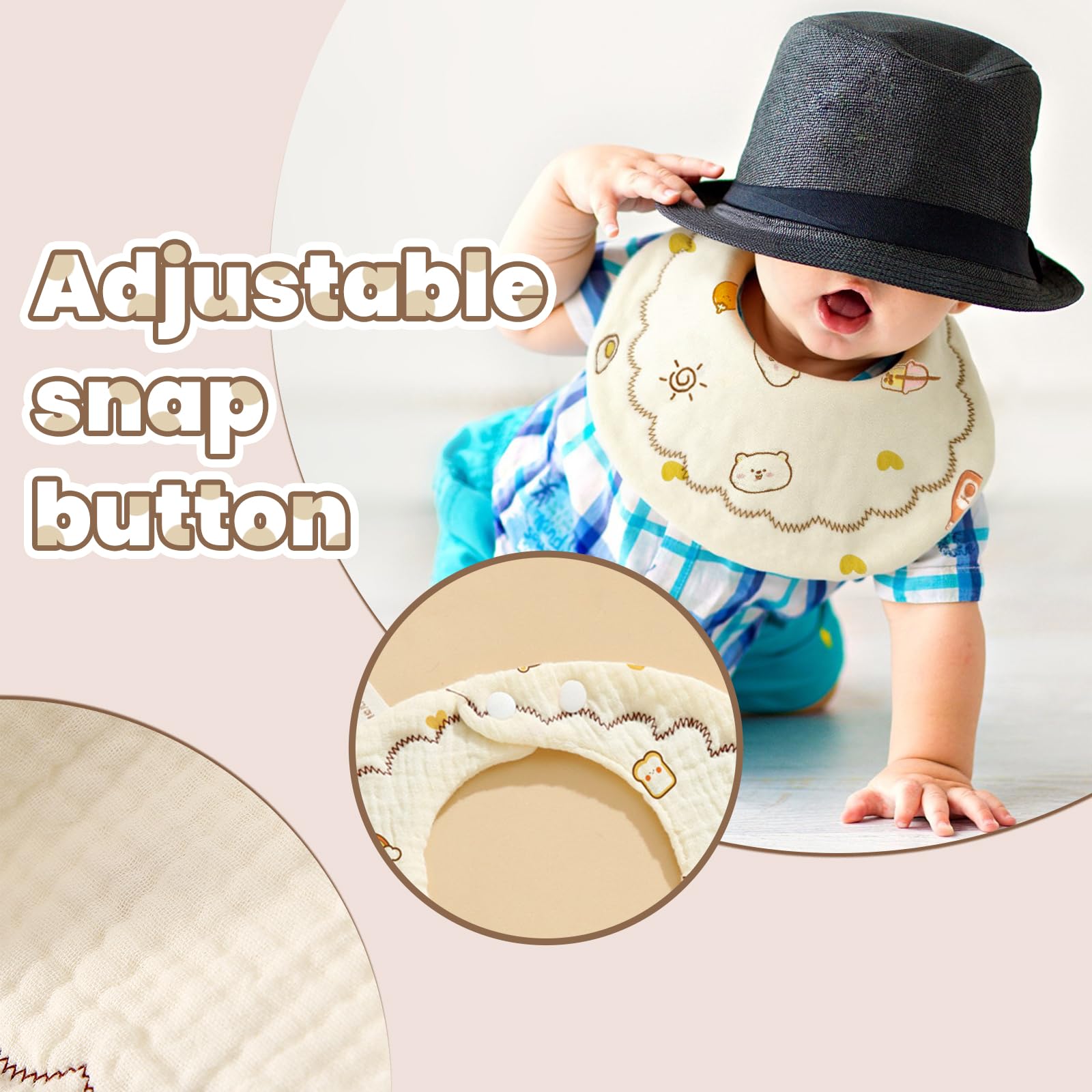 DOSMINE Baby Bibs Muslin Bibs 8 Pack for Drooling and Teething for Unisex Girls Boys - Image 5