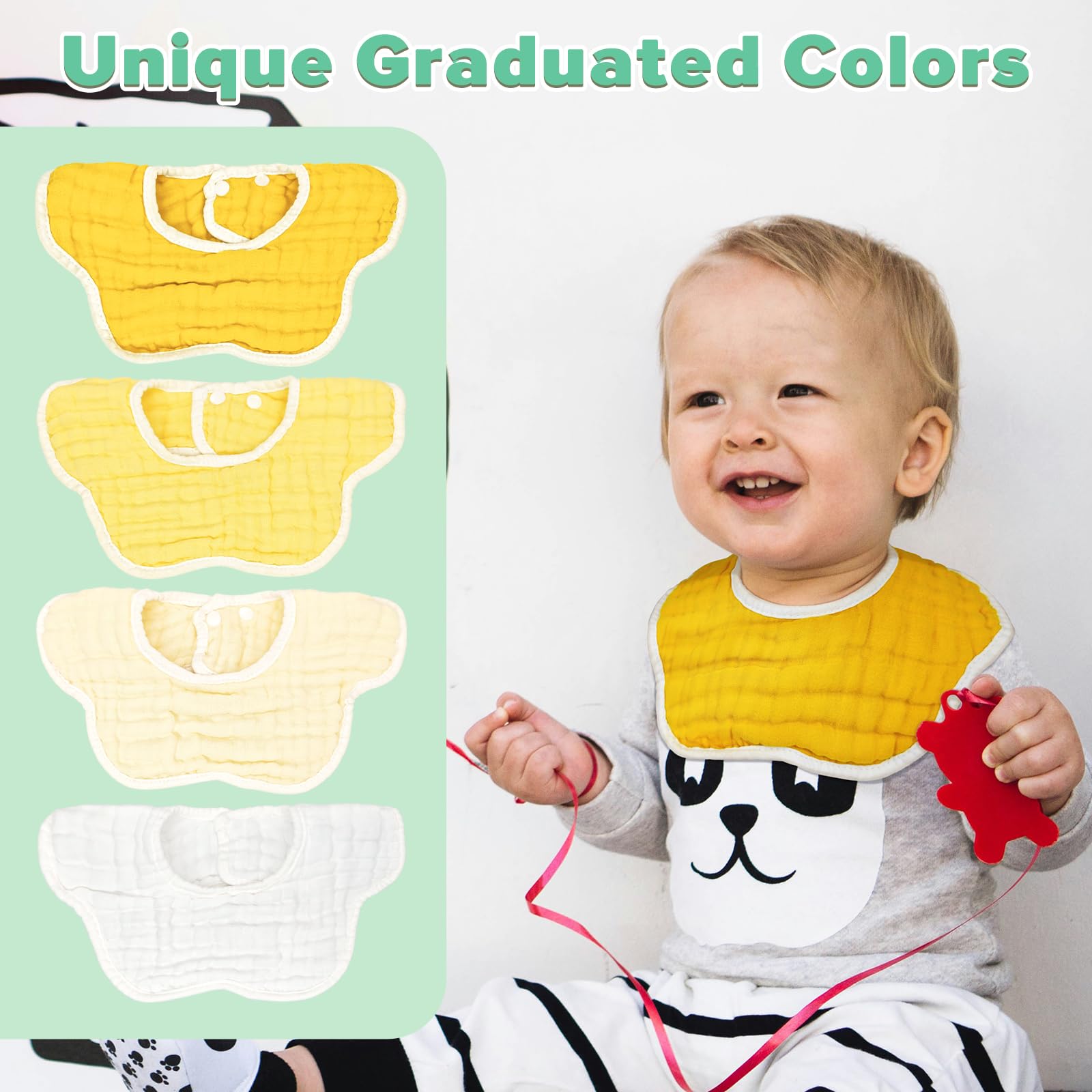 DOSMINE Baby Bibs Muslin Bibs 8 Pack for Drooling and Teething for Unisex Girls Boys - Image 3