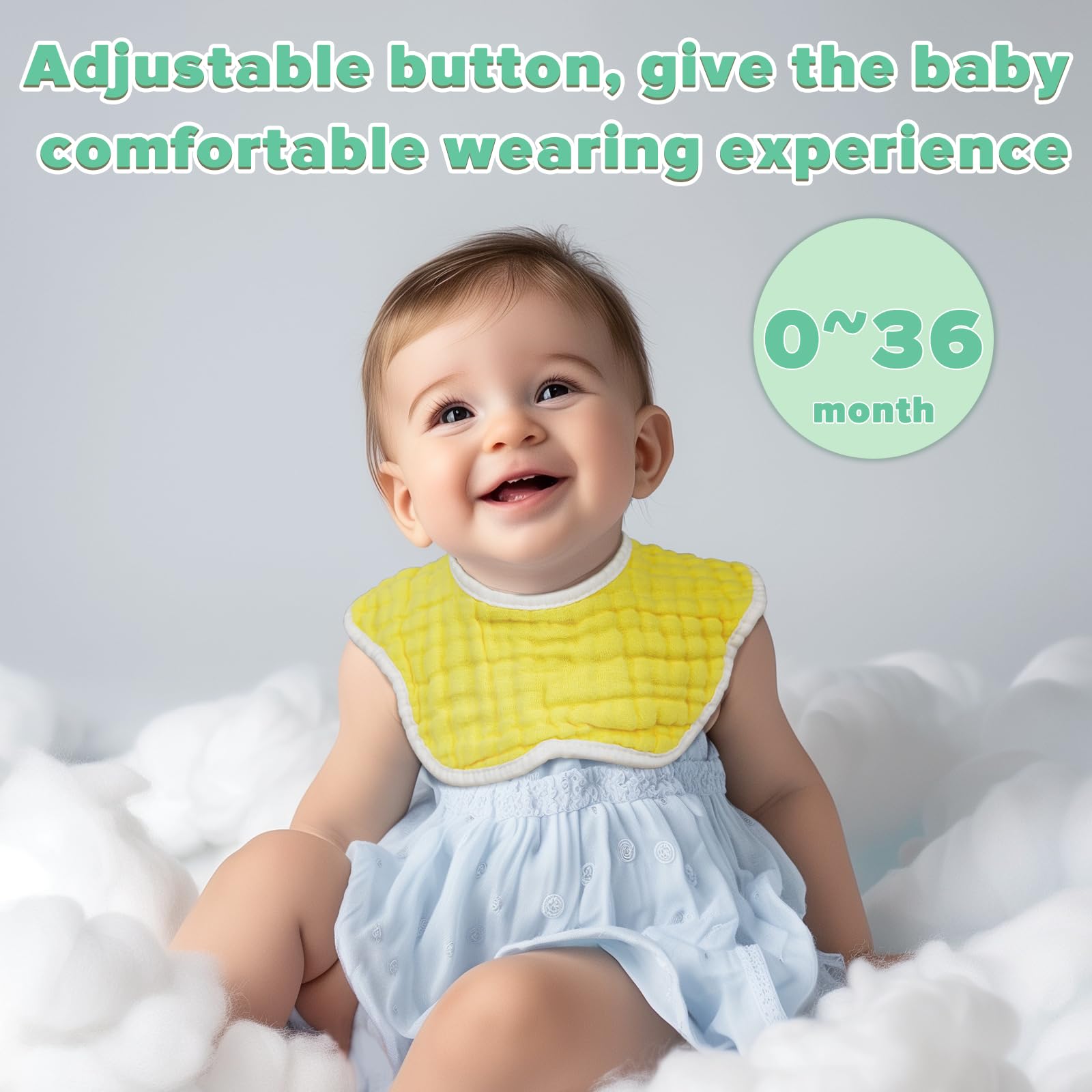 DOSMINE Baby Bibs Muslin Bibs 8 Pack for Drooling and Teething for Unisex Girls Boys - Image 5