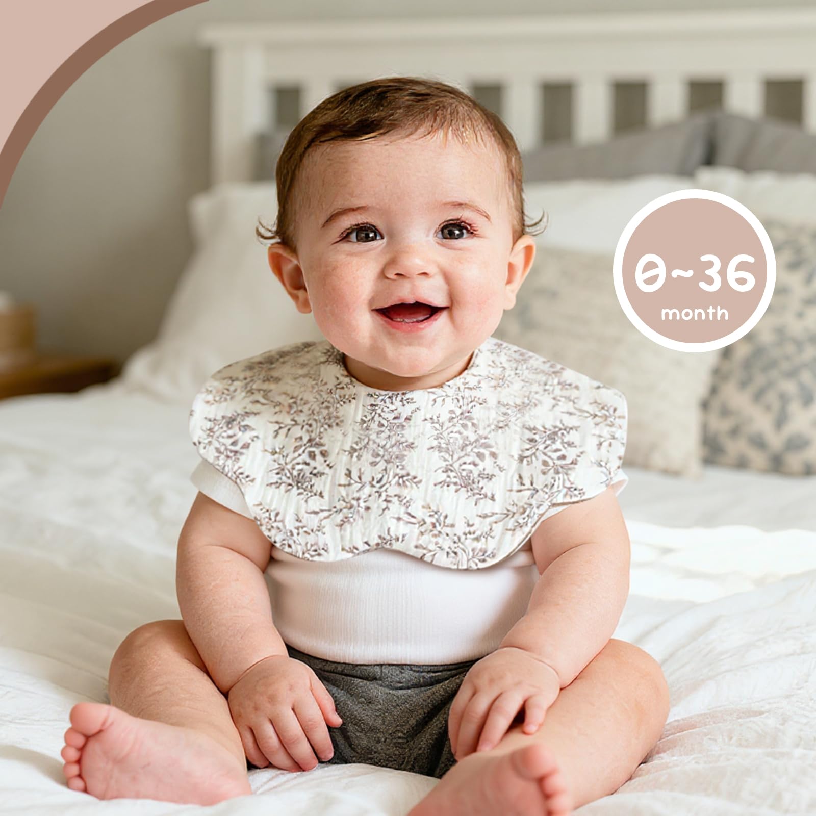 DOSMINE Baby Bibs Muslin Bibs 8 Pack for Drooling and Teething for Unisex Girls Boys - Image 2
