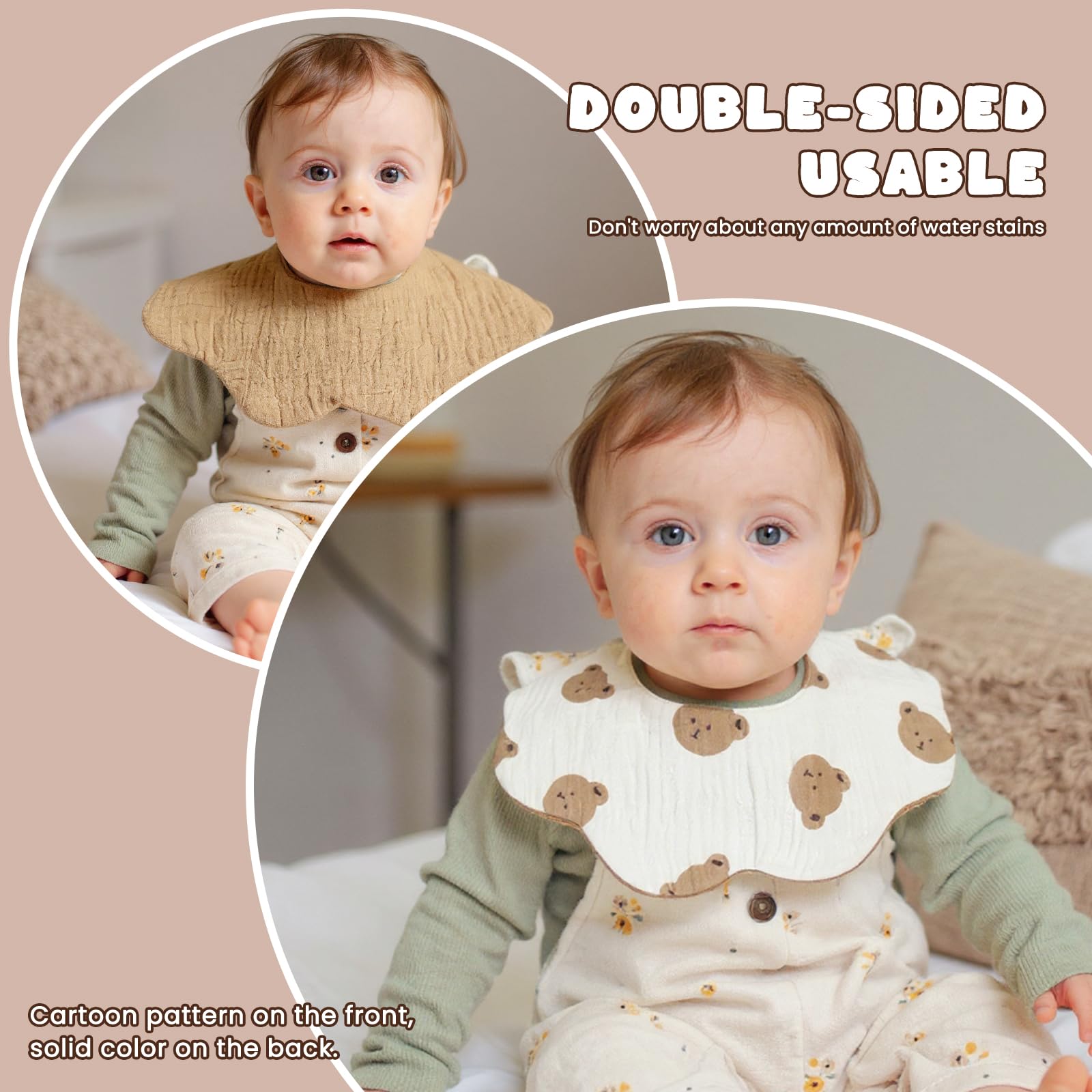 DOSMINE Baby Bibs Muslin Bibs 8 Pack for Drooling and Teething for Unisex Girls Boys - Image 5