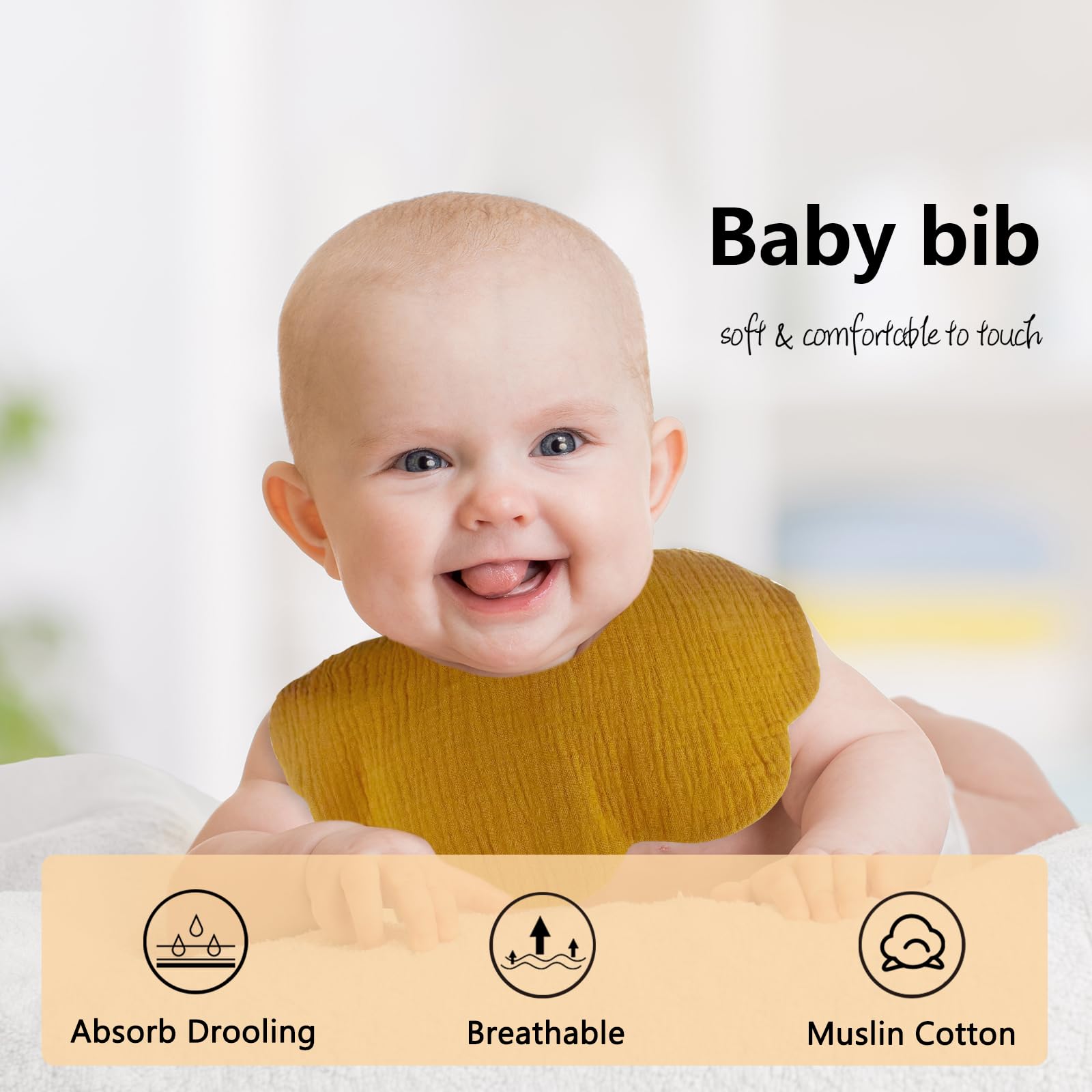 DOSMINE Baby Drool Bibs for Unisex Girls Boys 12 Pack Baby Muslin Bibs for Drooling and Teething - Image 4