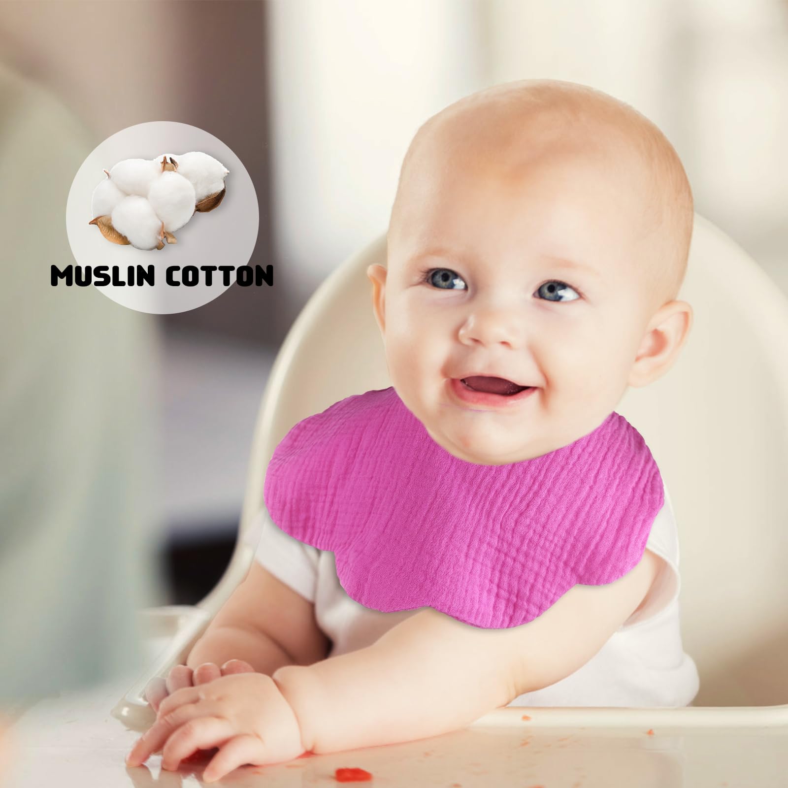 DOSMINE Baby Drool Bibs for Unisex Girls Boys 12 Pack Baby Muslin Bibs for Drooling and Teething - Image 6