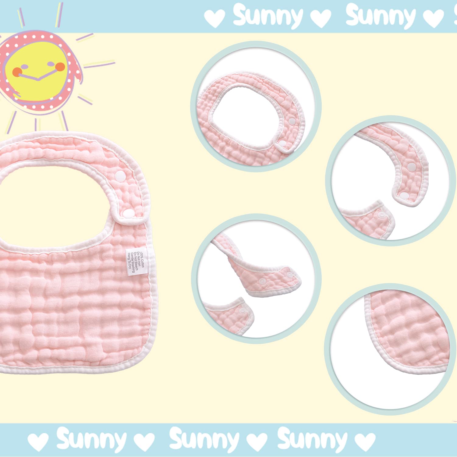 DOSMINE Muslin Baby Bibs for Drooling and Teething Newborn Drool Bibs for Baby Girl Boy - Image 3