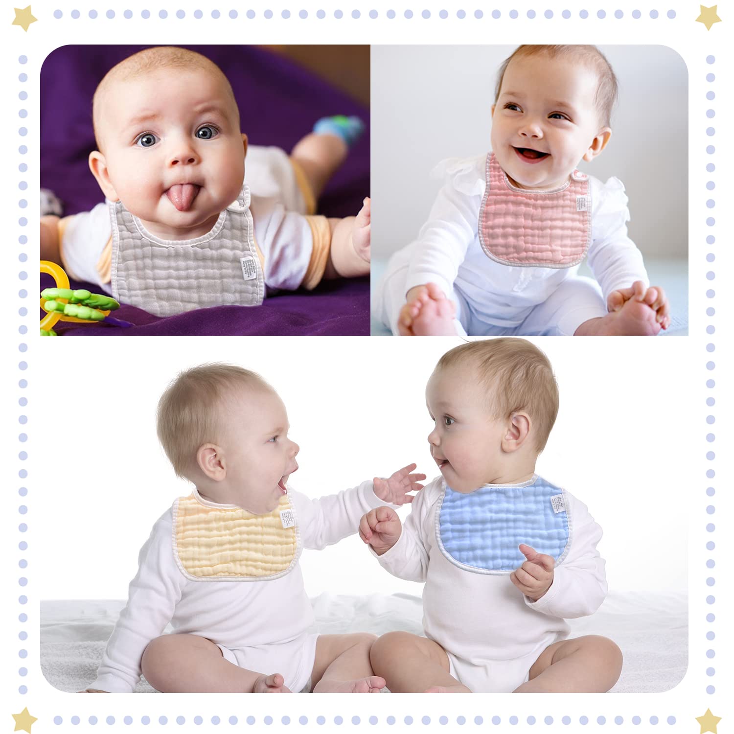 DOSMINE Muslin Baby Bibs for Drooling and Teething Newborn Drool Bibs for Baby Girl Boy - Image 4
