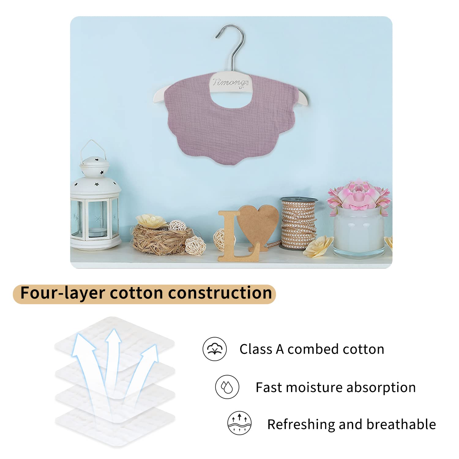 DOSMINE Muslin Baby Bibs for Drooling and Teething Newborn Drool Bibs for Baby Girl Boy - Image 4