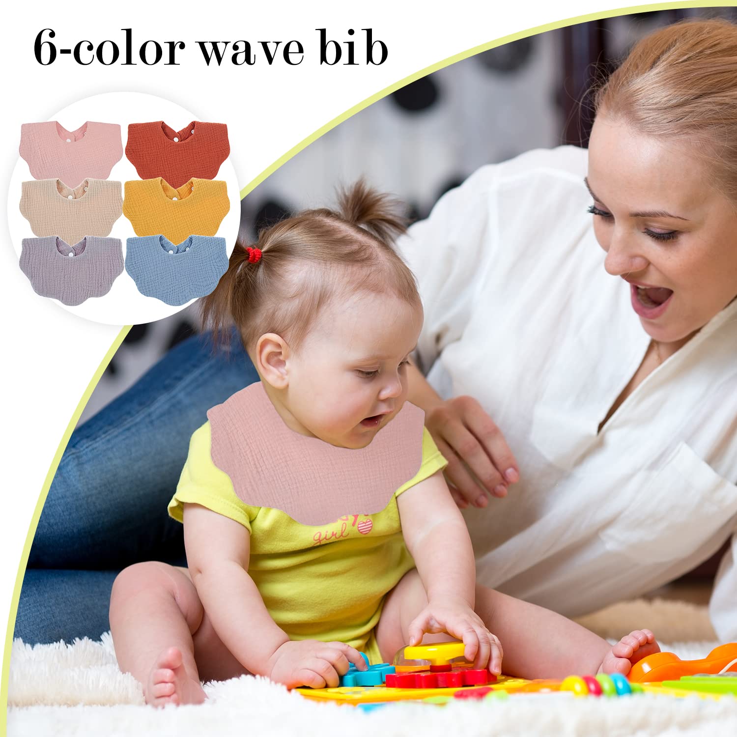 DOSMINE Muslin Baby Bibs for Drooling and Teething Newborn Drool Bibs for Baby Girl Boy - Image 5