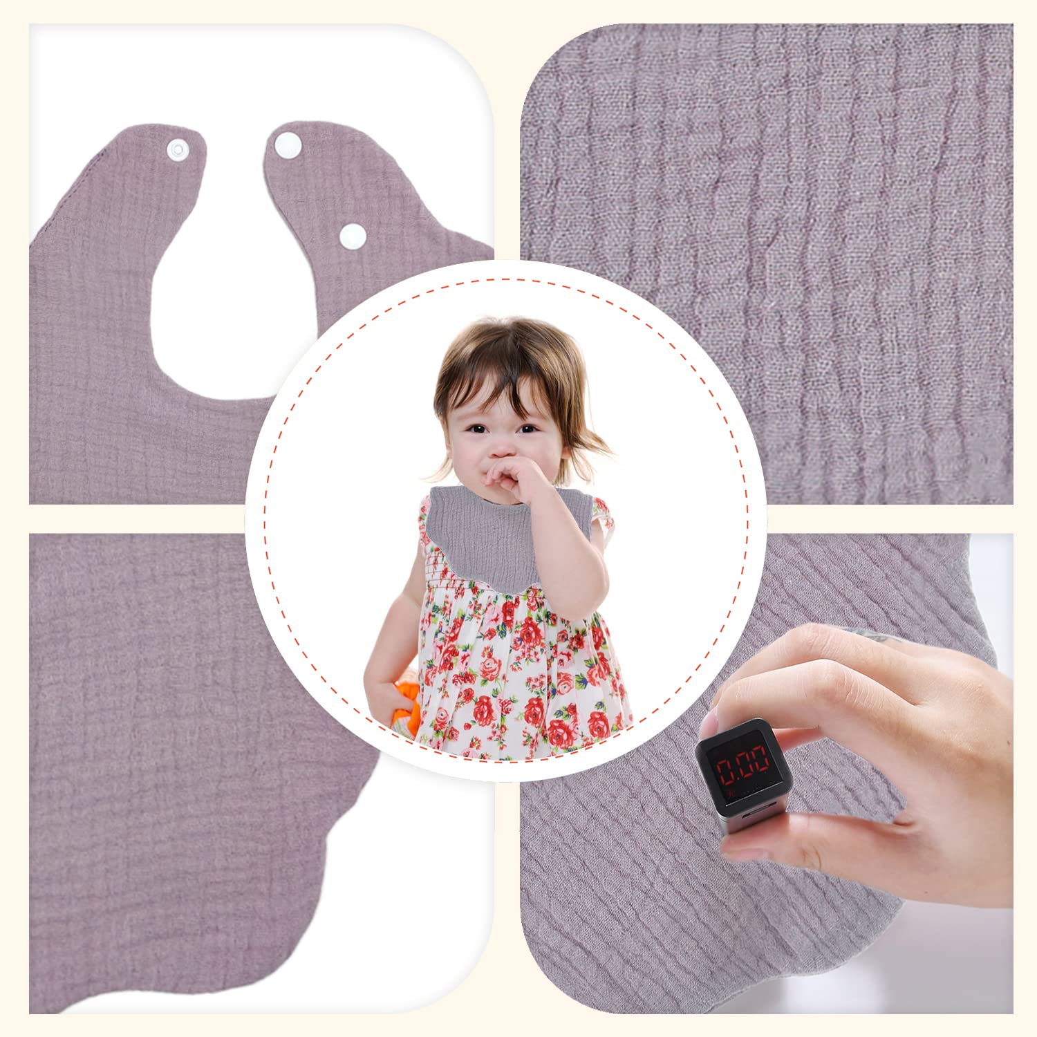 DOSMINE Muslin Baby Bibs for Drooling and Teething Newborn Drool Bibs for Baby Girl Boy - Image 6