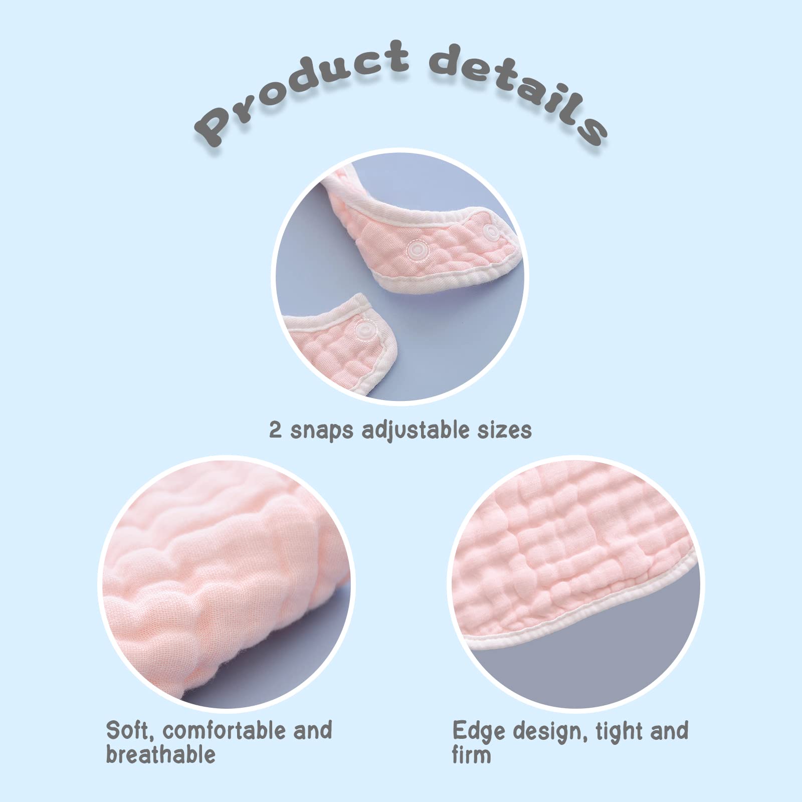 DOSMINE Muslin Baby Bibs for Drooling and Teething Newborn Drool Bibs for Baby Girl Boy - Image 3