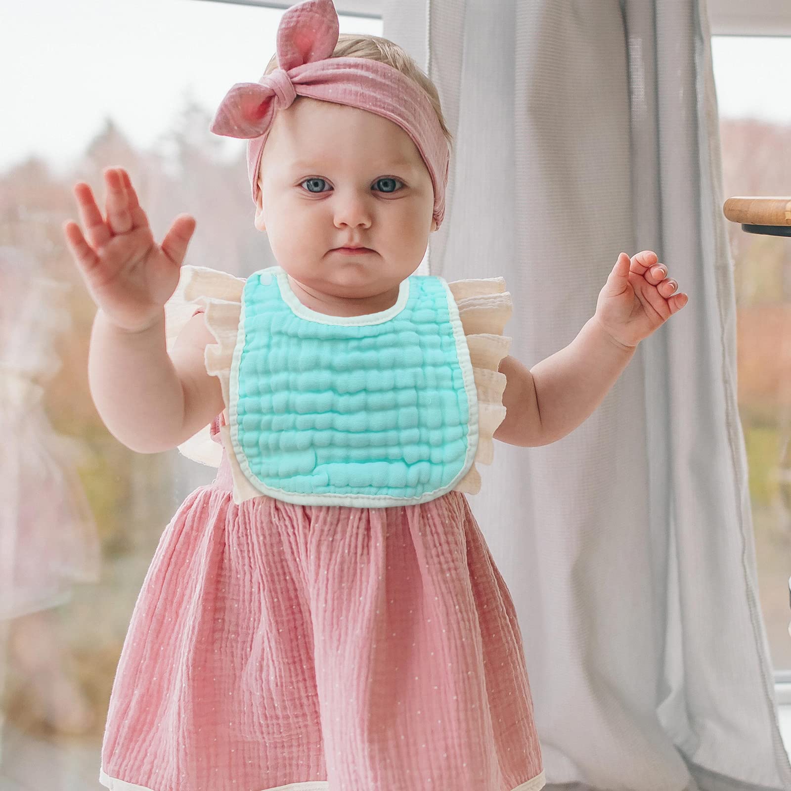 DOSMINE Muslin Baby Bibs for Drooling and Teething Newborn Drool Bibs for Baby Girl Boy - Image 6