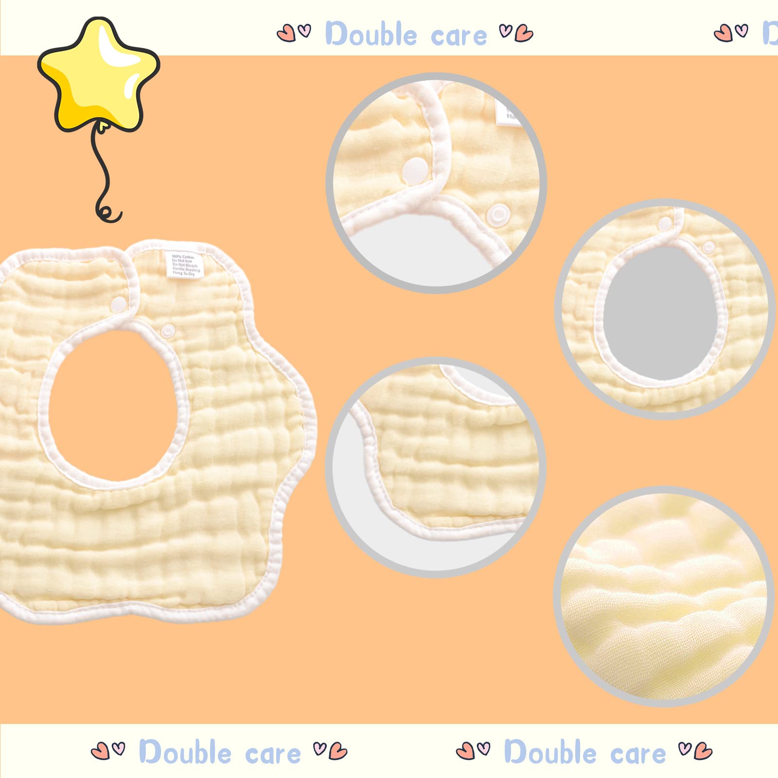 DOSMINE Muslin Baby Bibs for Drooling and Teething Newborn Drool Bibs for Baby Girl Boy - Image 3