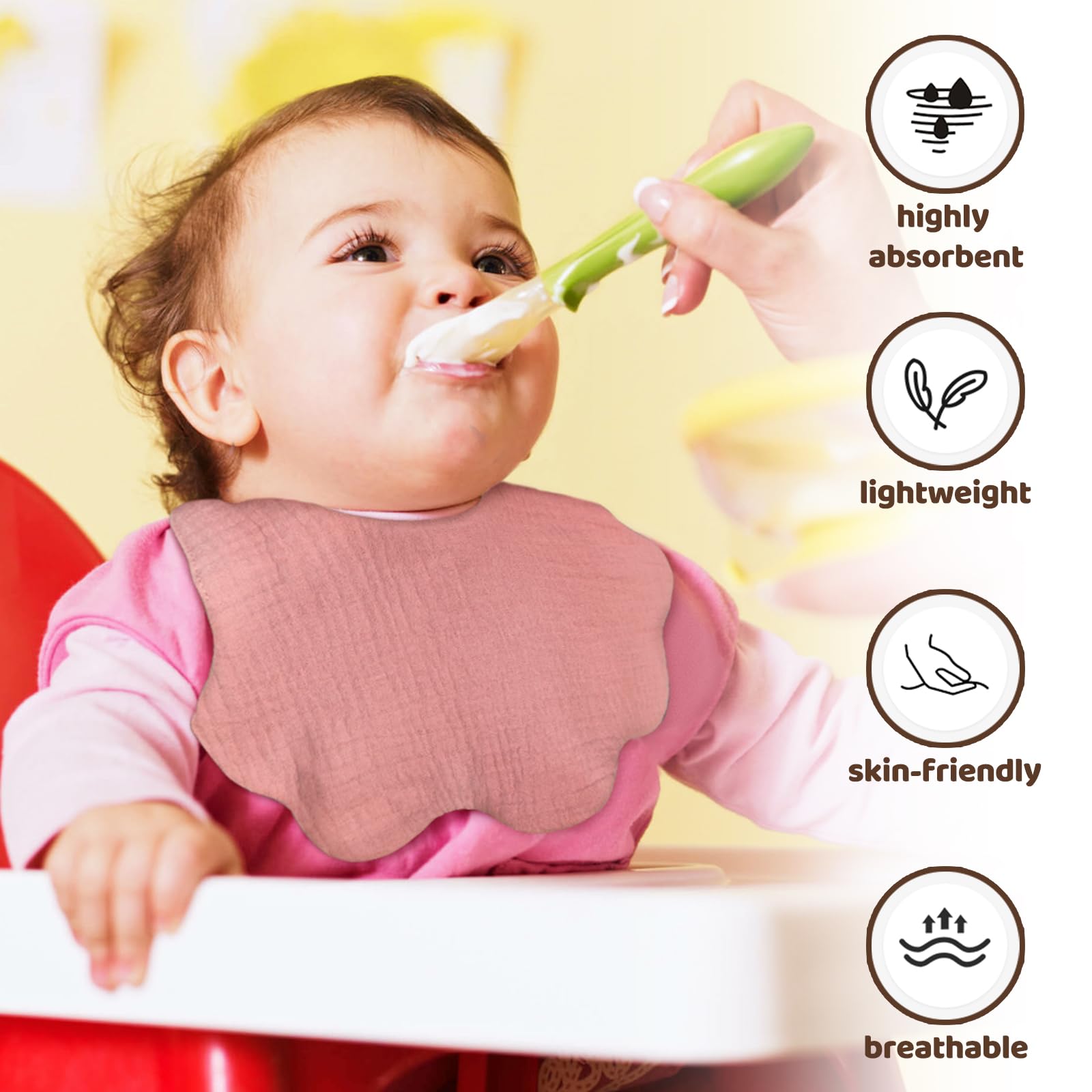 DOSMINE Muslin Baby Bibs for Drooling and Teething Newborn Drool Bibs for Baby Girl Boy - Image 2