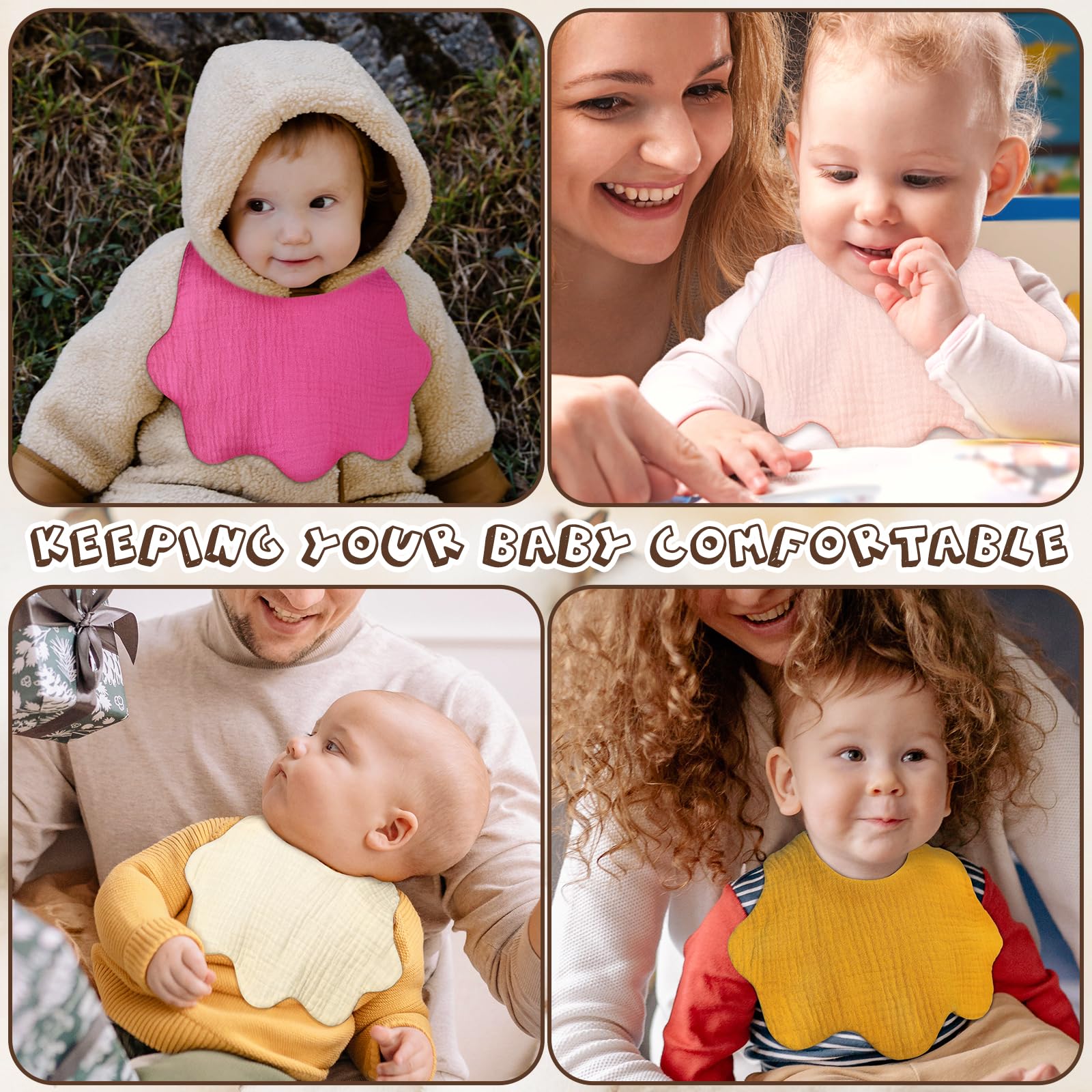 DOSMINE Muslin Baby Bibs for Drooling and Teething Newborn Drool Bibs for Baby Girl Boy - Image 4