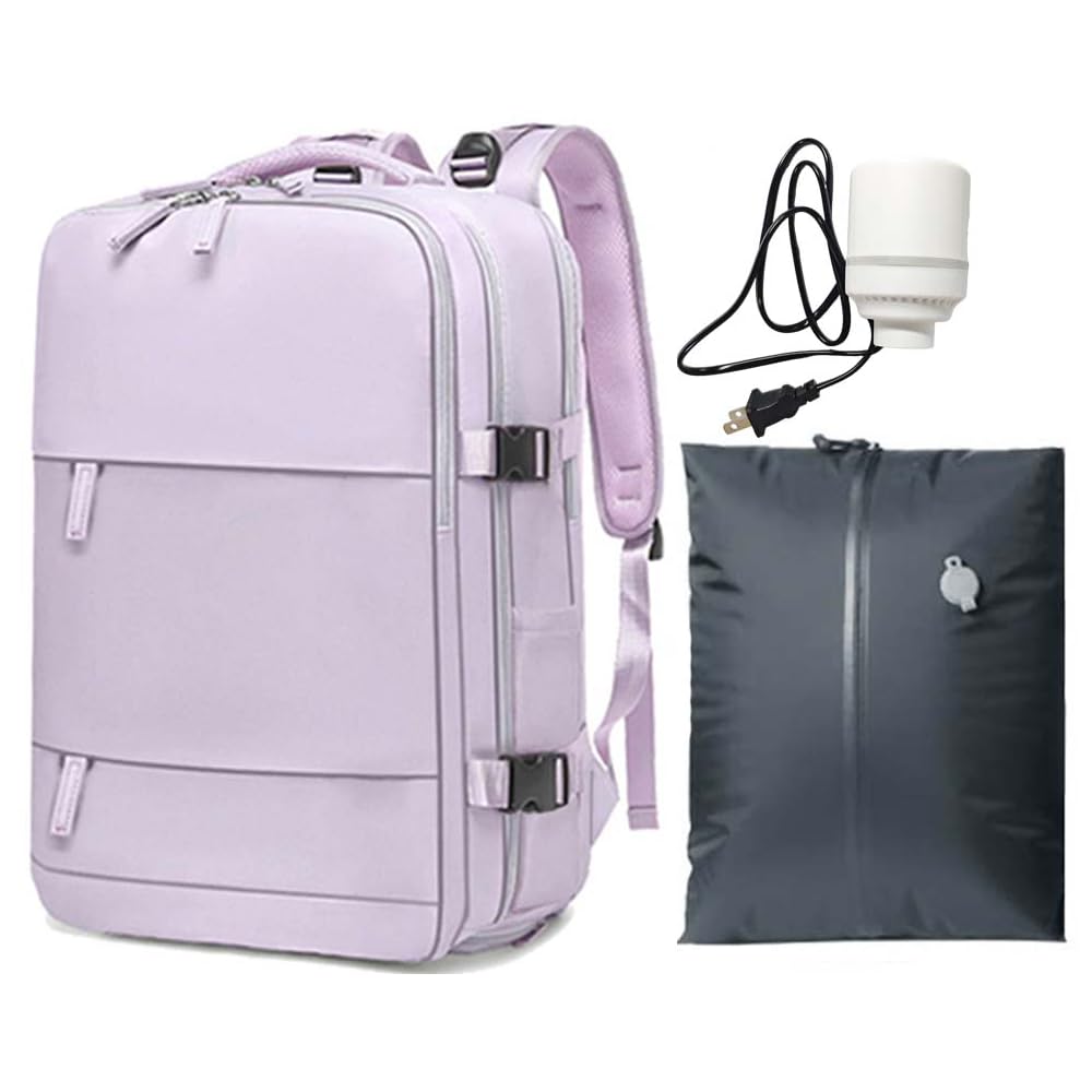 DOSMINE Vacuum Seal Travel Backpack with Detachable Compression Liner and Electric Pump Vacpack System Storage Carry on Work Laptop Business Waterproof Backpack (Purple)